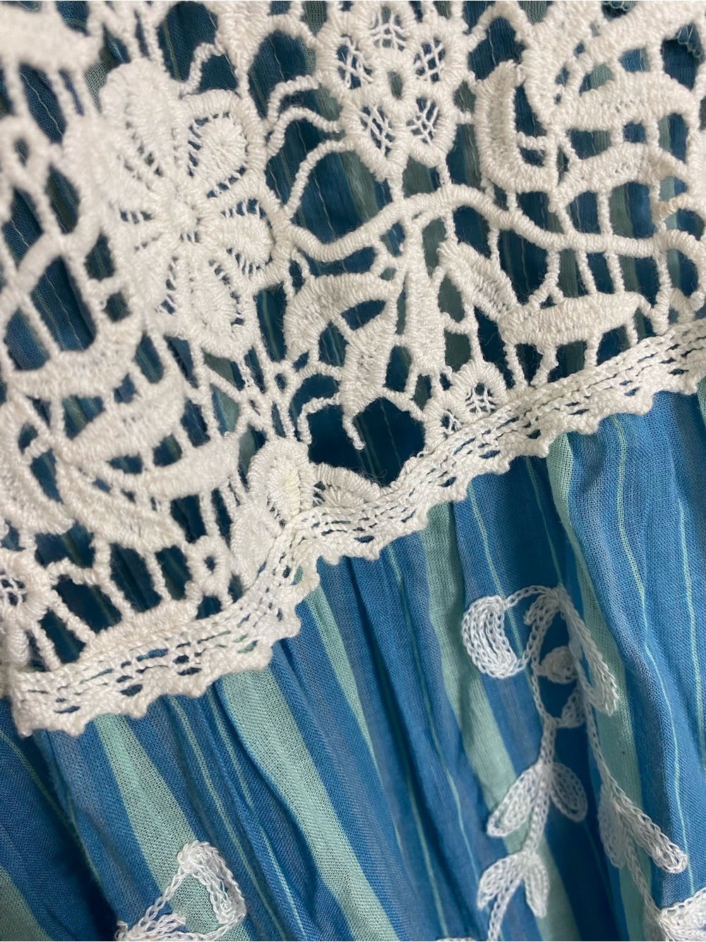 Free People Blue Bonnet Maxi Dress Embroidered Floral Striped Sundress Small - Picture 8 of 16
